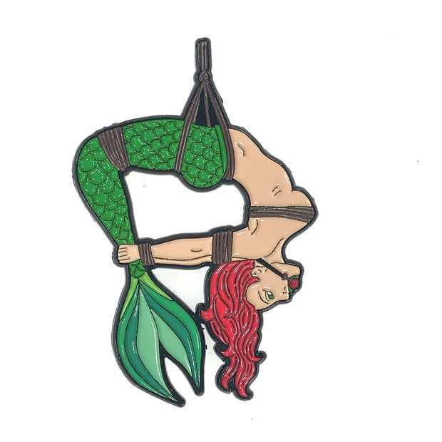 Geeky  Kinky Mermaid Red Hair Green Tail Bound Pin