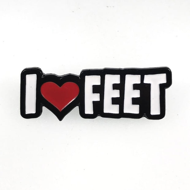 Geeky  Kinky I Love (Heart) Feet Pin