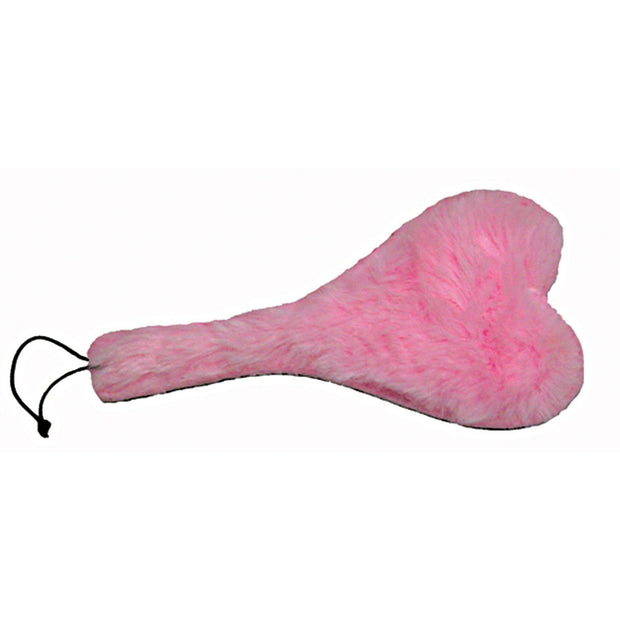 Spank-Her Heart Paddle Pink Plush  Black Leather