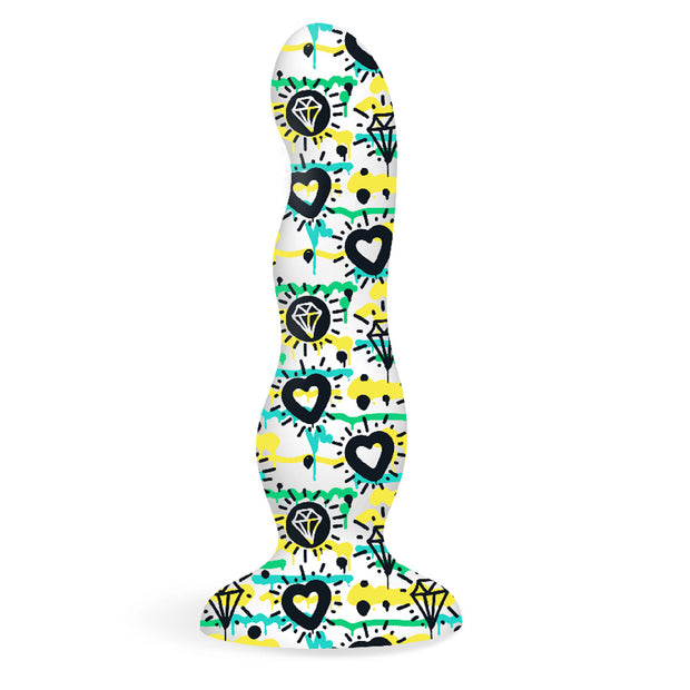 Collage - Diamonds and Hearts Curvy Silicone Dil